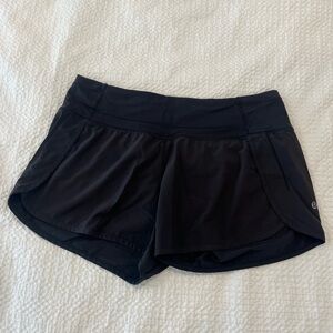 Lululemon “speed up” mid rise lined short, 4”,  black.